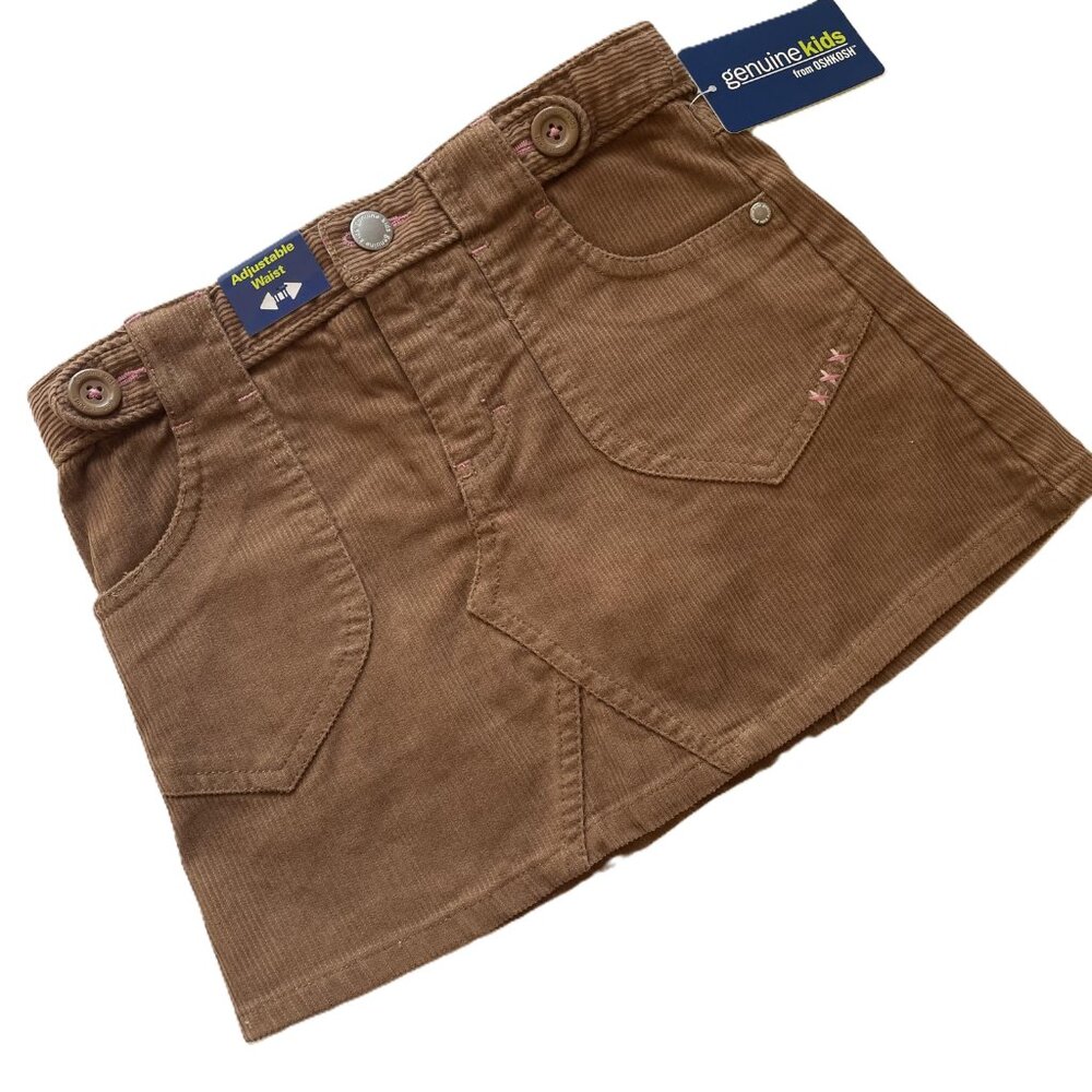 NWT Genuine Kids OshKosh Cinnamon Brown Corduroy Skirt Size 6X - Vintage 2003